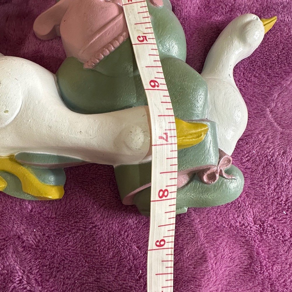 Vintage Wall Decor Boy Girl Riding Geese Figurines Pink Green Yellow Set - Picture 9 of 9